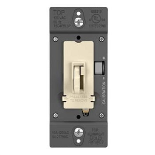 Wattstopper 0-10V Fluorescent/ LED Single Pole/3-Way Toddle Slide Dimmer, Preset, Light Almond, TSD4FBL3PLA