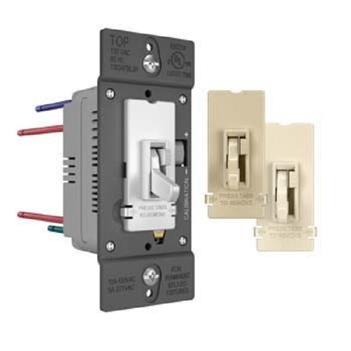 Wattstopper 0-10V Fluorescent/ LED Single Pole/3-Way Toddle Slide Dimmer, Preset, Tri-Color, TSD4FBL3PTC