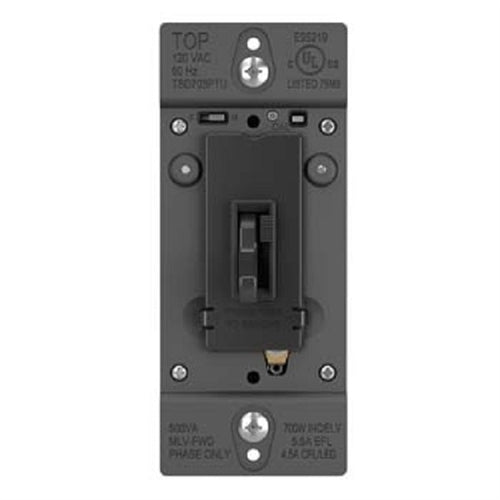 Wattstopper Trademaster 450W Tru-Universal Singple Pole/ 3-Way Toggle Slide Dimmer, Preset, Black, TSD703PTUBK