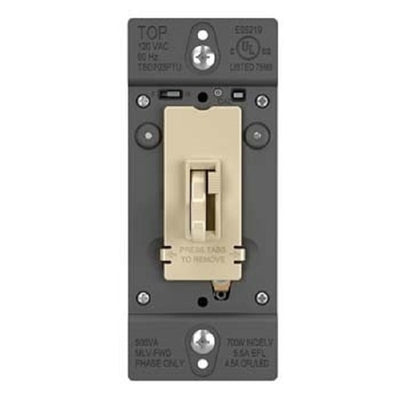 Wattstopper Trademaster 450W Tru-Universal Singple Pole/ 3-Way Toggle Slide Dimmer, Preset, Ivory, TSD703PTUI