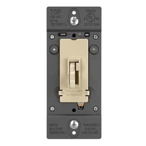 Wattstopper Trademaster 450W Tru-Universal Singple Pole/ 3-Way Toggle Slide Dimmer, Preset, Ivory, TSD703PTUI