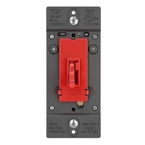 Wattstopper Trademaster 450W Tru-Universal Singple Pole/ 3-Way Toggle Slide Dimmer, Preset, Red, TSD703PTURED