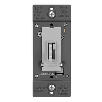 Wattstopper 700W Single Pole/ 3-Way LED/CFL/Incandescent Toggle Slide Dimmer, Gray, TSDCL303PGRY