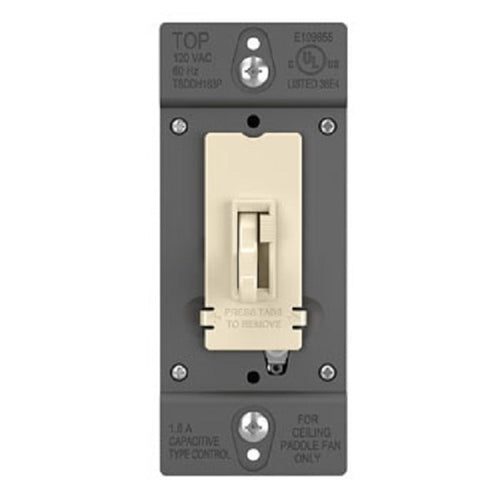Wattstopper 1.6A Single-Pole/3-Way, Preset Fan Speed Control and De-Hummer, Light Almond, TSDDH163PLA