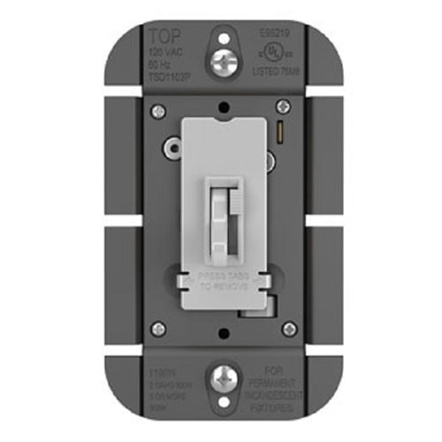Wattstopper 250W SSL7A-Compliant LED/ CFL/ Incandescent Single Pole/ 3-Way Toggle Slide Dimmer, Gray, TSDSSL7APGRY