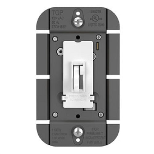 Wattstopper 250W SSL7A-Compliant LED/ CFL/ Incandescent Single Pole/ 3-Way Toggle Slide Dimmer, White, TSDSSL7APW
