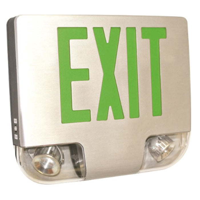 Westgate XT LED Adjustable Head Exit Emergency Combo - Green Letters - Aluminum Trim - Battery Backup - 120-277V, XT-C-ADJ-3GAAEM