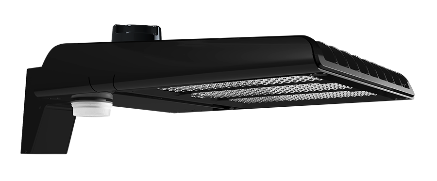 RAB Lighting A22 Area Light, 150/120/100W, CCT Selectable, Type V Pole Mount, MVS, Black, A22-5T150B/MVS
