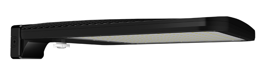 RAB Lighting ALED Area Light, 300/345/385W, 5000K, Wattstop 20 ft Lens, Wall Mount, Black, ALEDXLATWMB/WS2