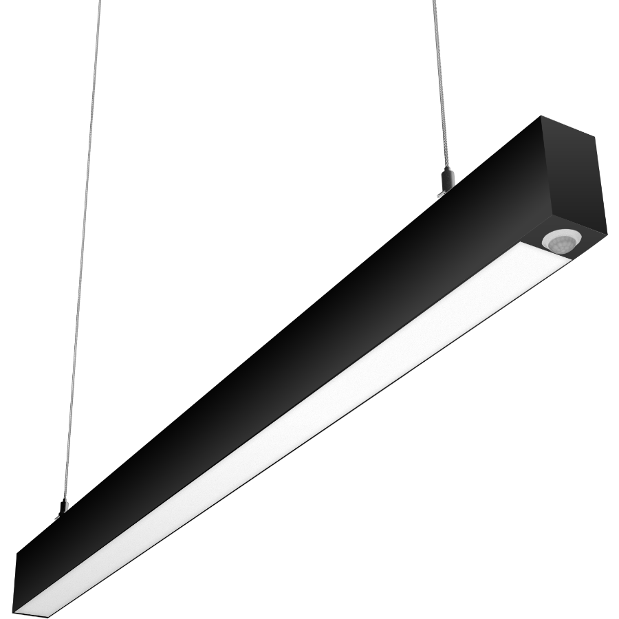 RAB Lighting BOA 3' Pendant Downlight, 30/21/18/15/8W, CCT Selectable, Occupancy Sensor, Flat Lens, Black, BOA3PB/PIR