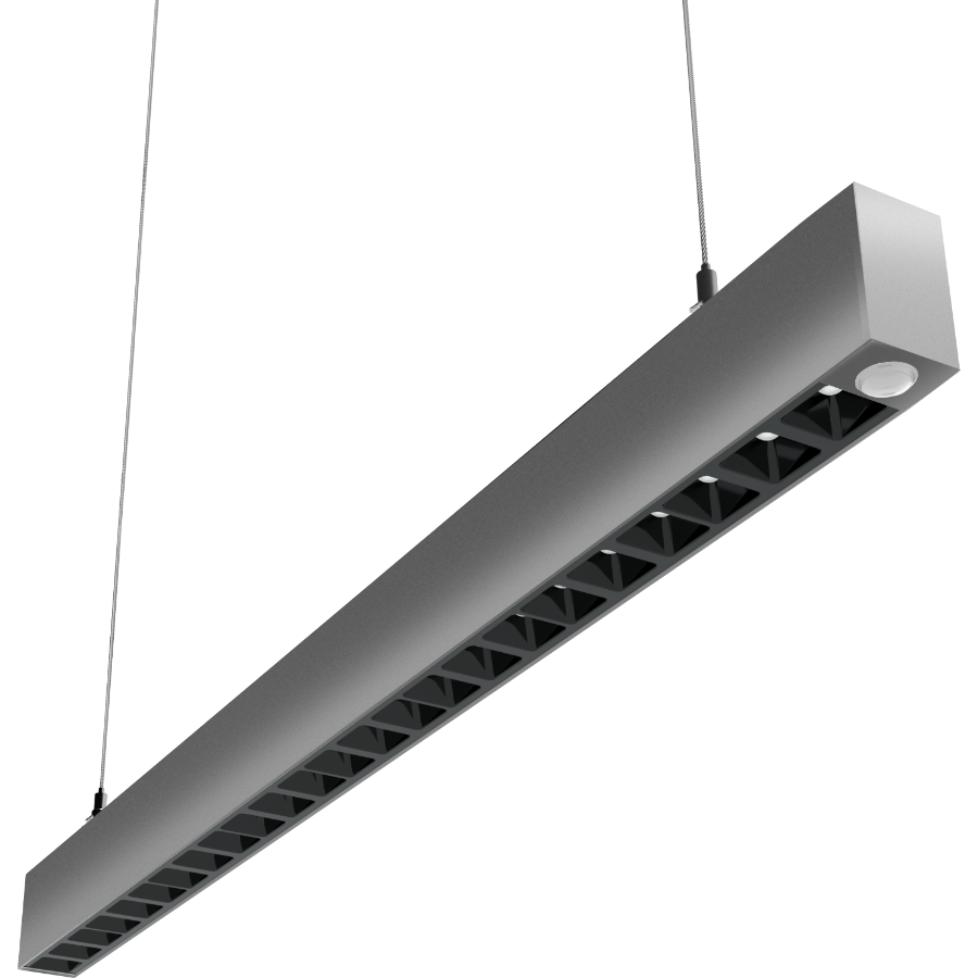RAB Lighting BOA 3 ft. Pendant Downlight, 30/21/18/15/8W, CCT Selectable, Louvers, Microwave Sensor, Silver, BOA3PLS/MVS
