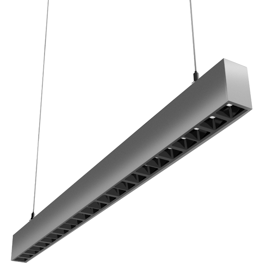 RAB Lighting BOA 3 ft. Pendant Downlight, 30/21/18/15/8W, CCT Selectable, Louvers, Silver, BOA3PLS