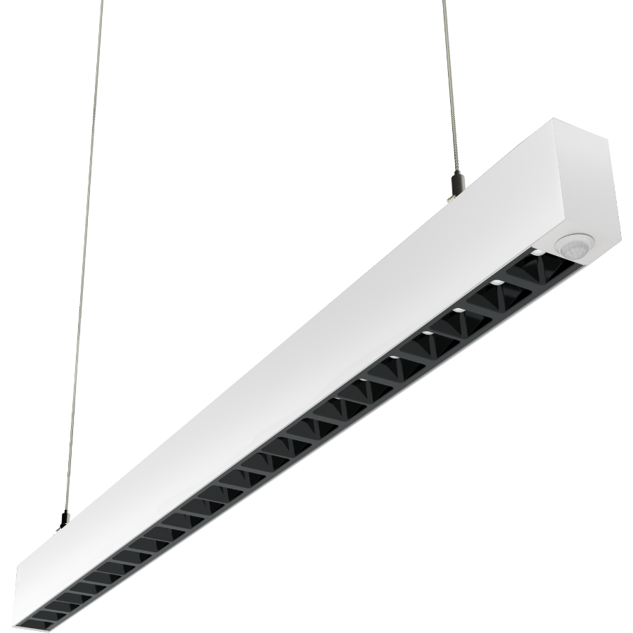RAB Lighting BOA 3' Downlight Pendant, 30/21/18/15/8W, CCT Selectable, PIR Sensor, White, BOA3PLW/PIR