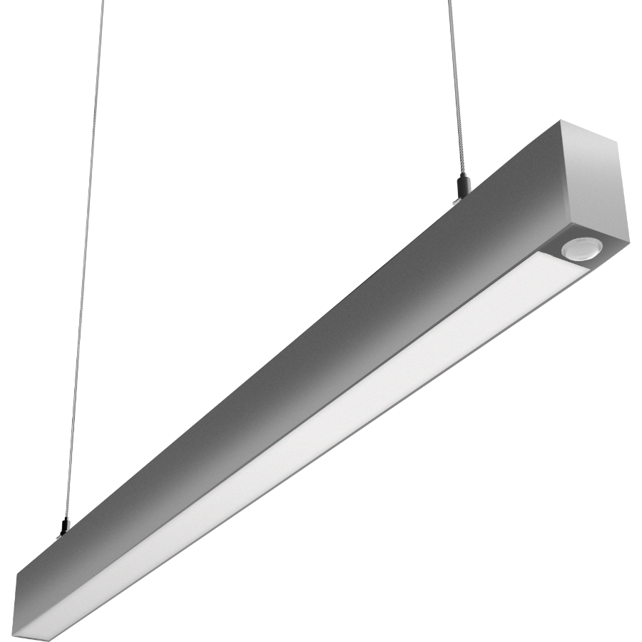 RAB Lighting BOA 3' Downlight Pendant, 30/21/18/15/8W, CCT Selectable, Flat, Microwave Sensor, Silver, BOA3PS/MVS
