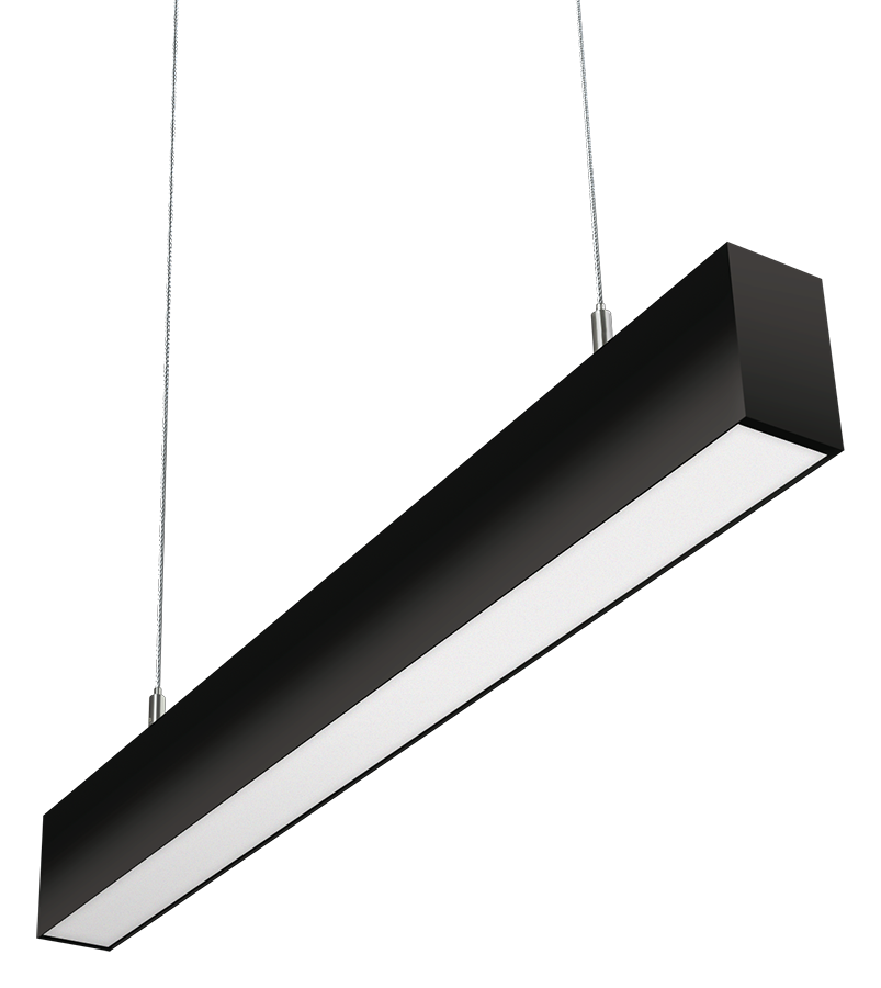 RAB Lighting BOA 2' Pendant Downlight, 20/14/12/10/5W, CCT Selectable, Flat Lens, Black, BOA2PB