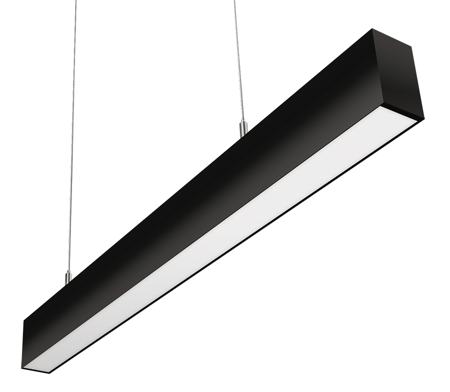 RAB Lighting BOA 2' Pendant Downlight, 20/14/12/10/5W, CCT Selectable, Flat Lens, MVS, Black, BOA2PB/MVS