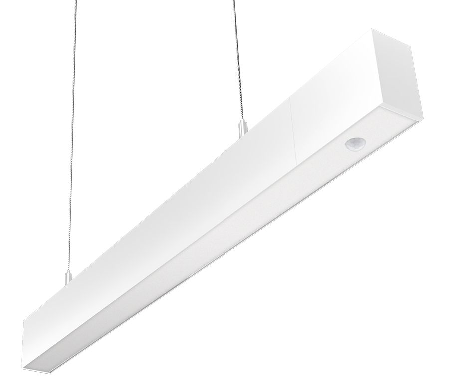 RAB Lighting BOA 2' Pendant Downlight, 20/14/12/10/5W, CCT Selectable, Occupancy Sensor, Flat Lens, White, BOA2PW/PIR