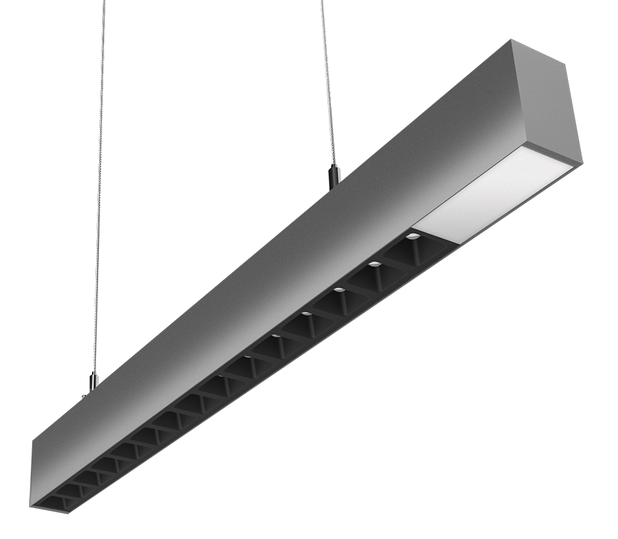 RAB Lighting BOA 2' Downlight Pendant, 20/14/12/10/5W, CCT Selectable, Louver Lens, Silver, BOA2PLS/MVS