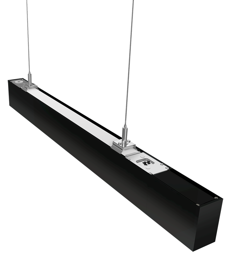RAB Lighting BOA 2' Downlight Pendant, 20/14/12/10/5W, CCT Selectable, Motion Sensor, Louver Lens, Black, BOA2PLB/PIR