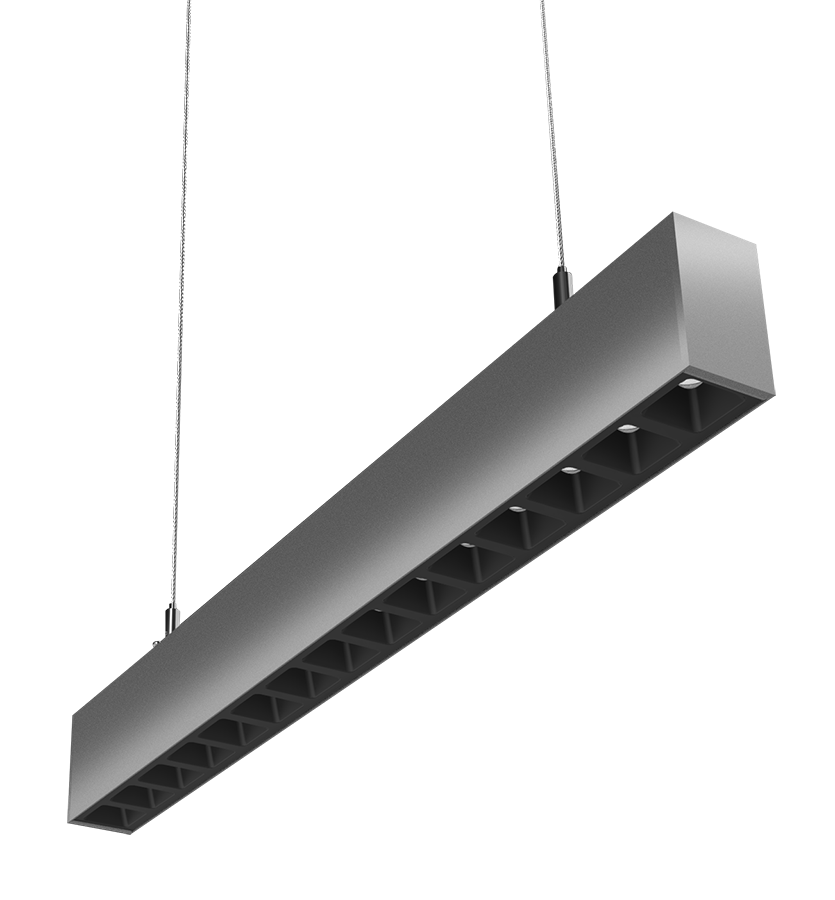 RAB Lighting BOA 2' Downlight Pendant, 20/14/12/10/5W, CCT Selectable, Louver Lens, Silver, BOA2PLS