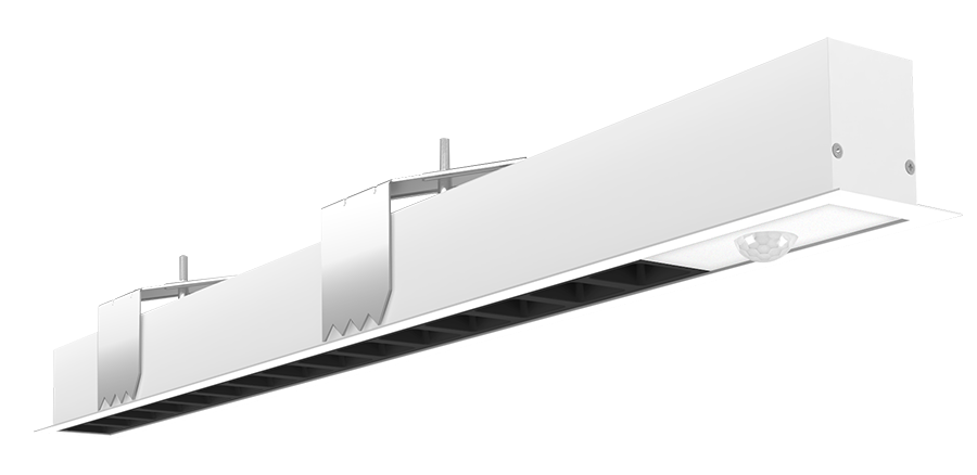 RAB Lighting BOA 2' Recessed Downlight, 20/14/12/10/5W, CCT Selectable, Occupancy Sensor, Louver Lens, White, BOA2RL/PIR