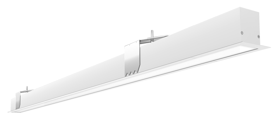 RAB Lighting BOA 4' Recessed Downlight, 40/28/24/20/10W, CCT Selectable, MVS, Battery Backup, White, BOA4R/MVS/E