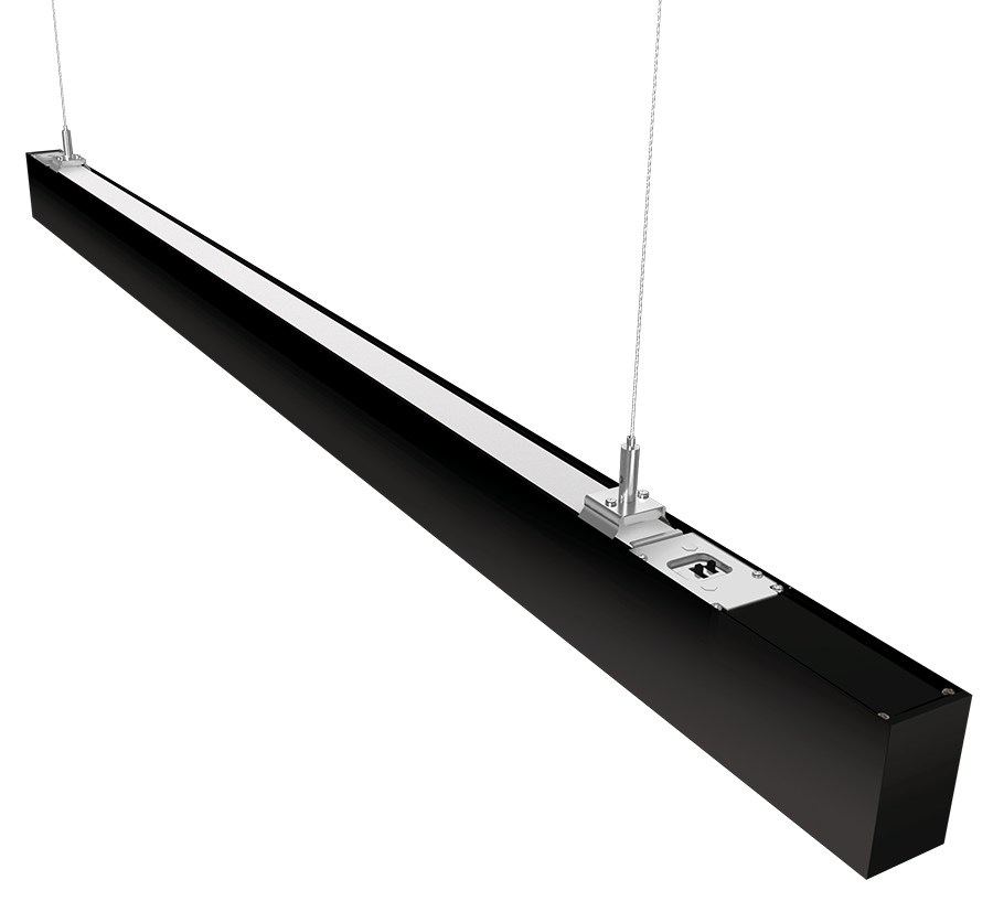 RAB Lighting BOA 4' Up & Downlight Pendant, 40W, CCT Selectable, Louver Lens, Motion Sensor, Black, BOA4PLUB/MVS