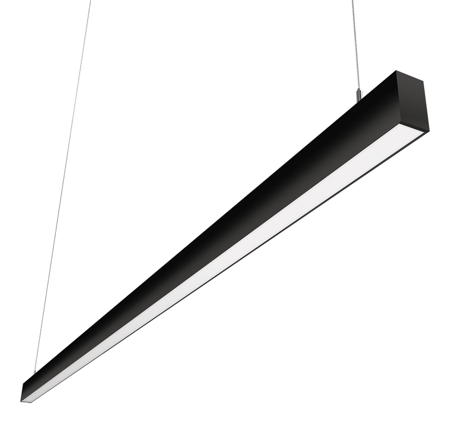 RAB Lighting BOA 8' Pendant Downlight, 80/56/48/40/20W, CCT Selectable, Flat Lens, Black, BOA8PB