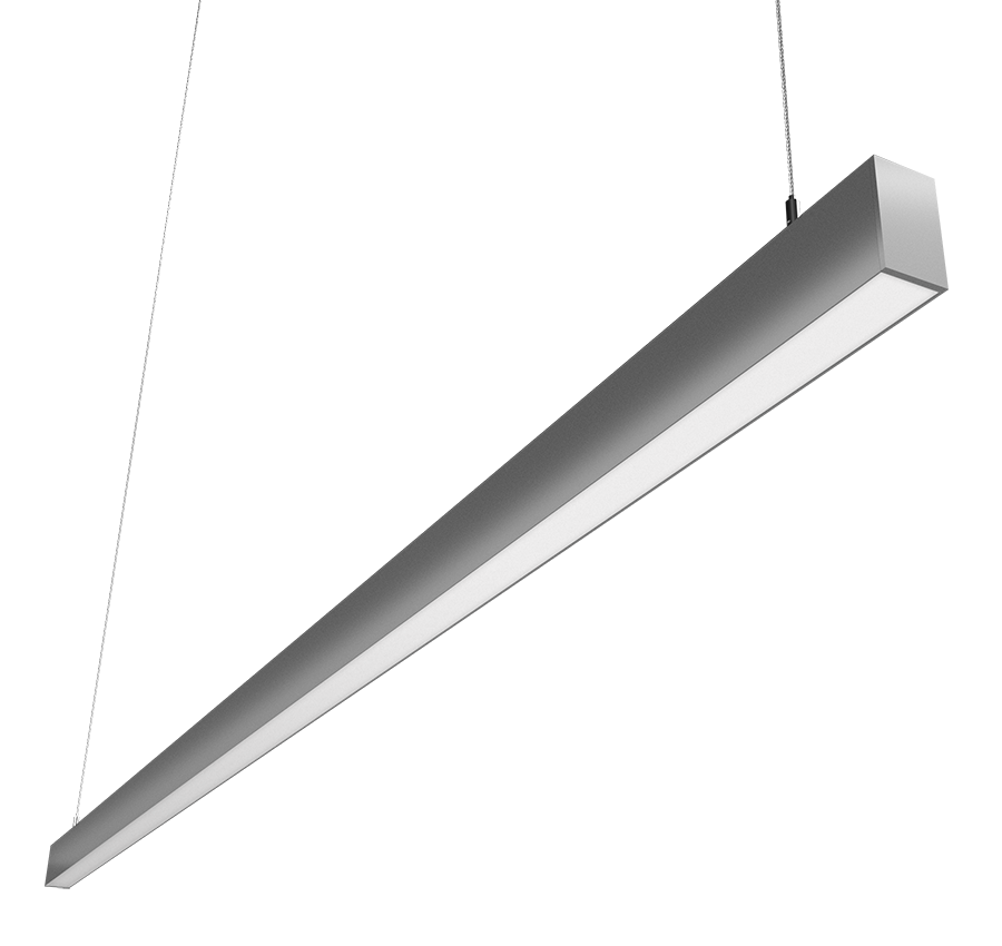 RAB Lighting BOA 8' Pendant Downlight, 80/56/48/40/20W, CCT Selectable, Flat Lens, Battery Backup, Silver, BOA8PS/E