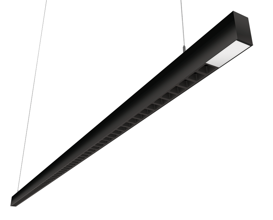 RAB Lighting BOA Pendant Downlight, 80/56/48/40/20W, CCT Selectable, Louver Lens, MVS, Black, BOA8PLB/MVS