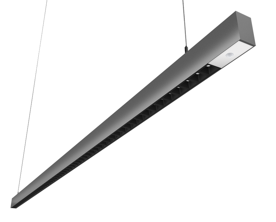 RAB Lighting BOA 8' Pendant Downlight, 80/56/48/40/20W, CCT Selectable, PIR, Louver Lens, Silver, BOA8PLS/PIR