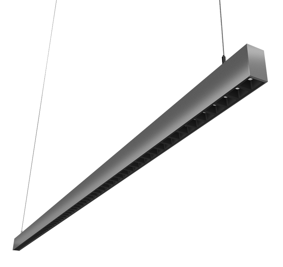 RAB Lighting BOA Pendant Downlight, 80/56/48/40/20W, CCT Selectable, Louver Lens, Battery Backup, Silver, BOA8PLS/E