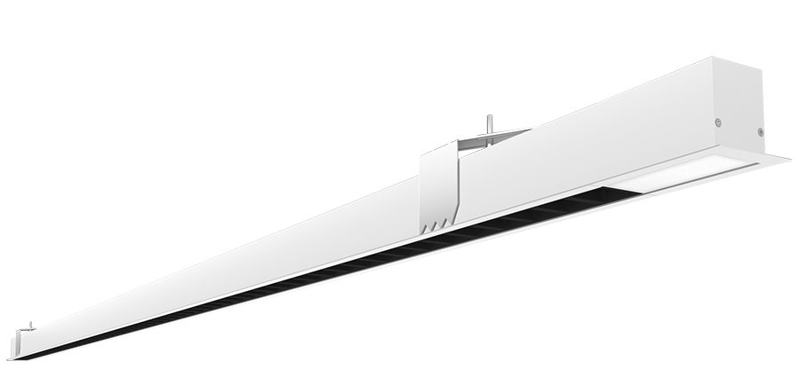 RAB Lighting BOA 8' Downlight, 80/56/48/40/20W, CCT Selectable, Louver Lens, MVS, White, BOA8RL/MVS