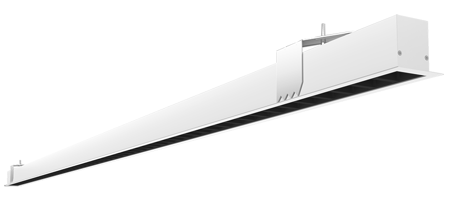 RAB Lighting BOA 8' Downlight, 80/56/48/40/20W, CCT Selectable, Louver Lens, Battery Backup, White, BOA8RL/E