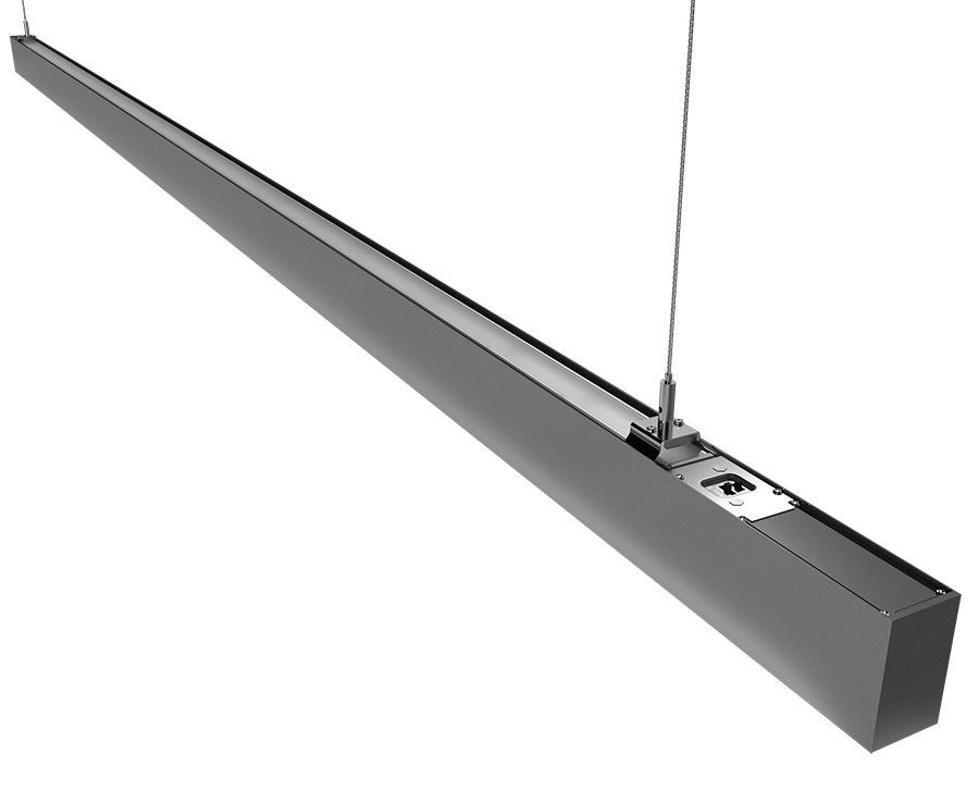 RAB Lighting BOA 8' Up & Downlight Pendant, 80W, CCT Selectable, Louver Lens, Motion Sensor, Silver, BOA8PLUS/MVS