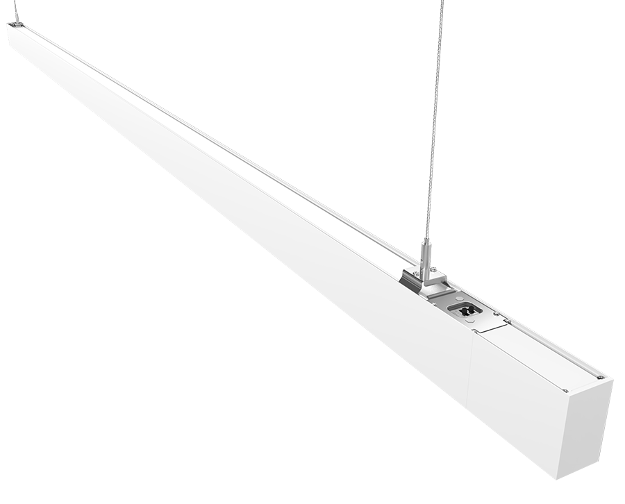 RAB Lighting BOA 8' Up & Downlight Pendant, 80W, CCT Selectable, Louver Lens, Motion Sensor, Battery Backup, White, BOA8PLUW/MVS/E