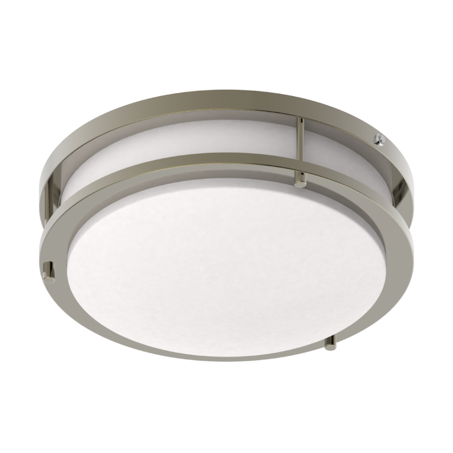 RAB Lighting CRVFA 12 In. Flush Mount, 16W, CCT Selectable, 120V, TRIAC/ELV, Emergency, Brushed Nickel, CRVFAD-12R-16-CCT Selectable-UNVT-BN/EM