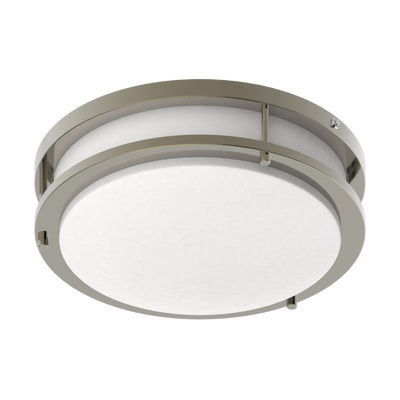 RAB Lighting CRVFA 12 In. Flush Mount, 17W, CCT Selectable, 120-277V, 0-10V, Emergency, Brushed Nickel, CRVFAD-12R/MVS/EM
