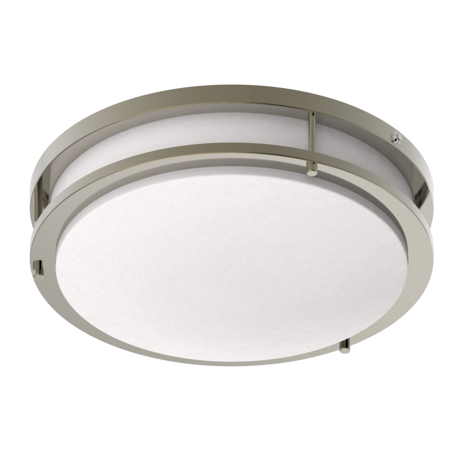 RAB Lighting CRVFA 14 In. Flush Mount, 21W, CCT Selectable, 120-277V, 0-10V, Emergency, Brushed Nickel, CRVFAD-14R/MVS/EM