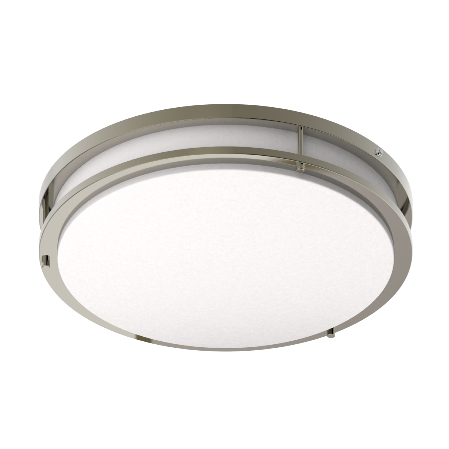 RAB Lighting CRVFAD Flush Mount, 32W, CCT Selectable, 120-277V, 0-10V, Emergency, Brushed Nickel, CRVFAD-18R/MVS/EM