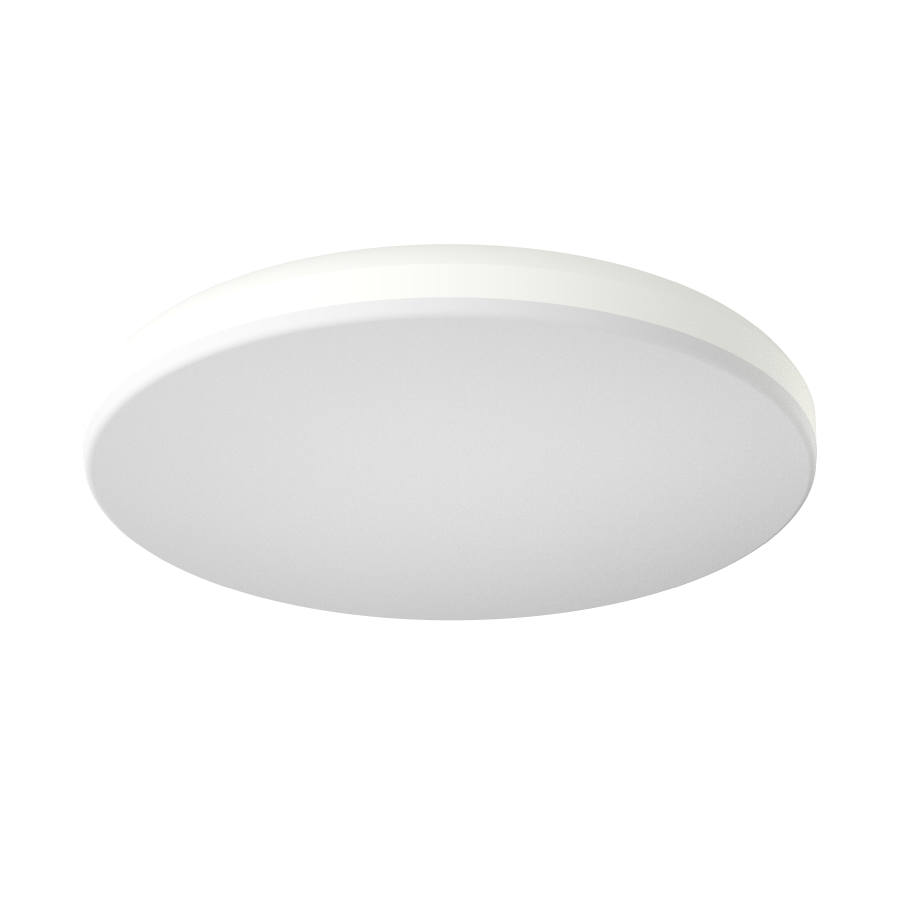 RAB Lighting CURVS 19 In. Decorative Flush Mount, 36W, CCT Selectable, CRI90, 120-277V, Emergency Backup, White, CURVS-19/LCBS/MVS/E