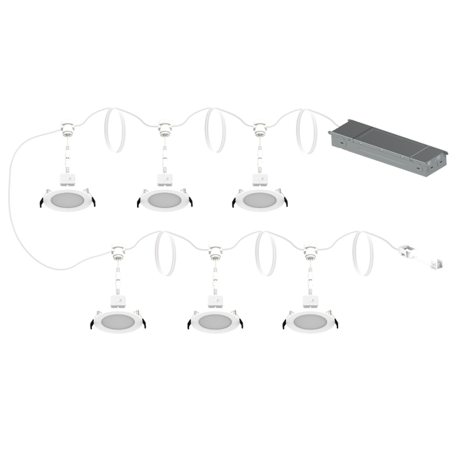 RAB Lighting Daisy Chain 4 In. Wafer Kit, 54W, CRI90, CCT Selectable, 0-10V Dimming, 6-Pack, DAISYKIT4