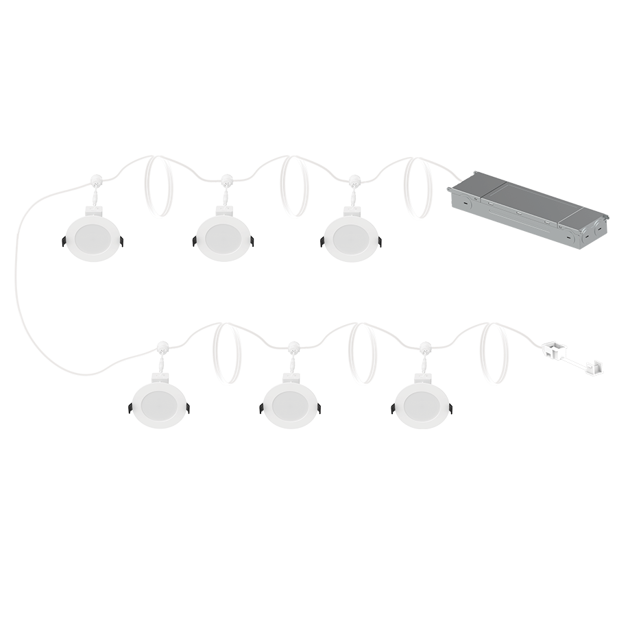 RAB Lighting Daisy Chain 4 In. Wafer Kit, 55W, CRI90, CCT Selectable, TRIAC Dimming, 6-Pack, DAISYKIT4120V