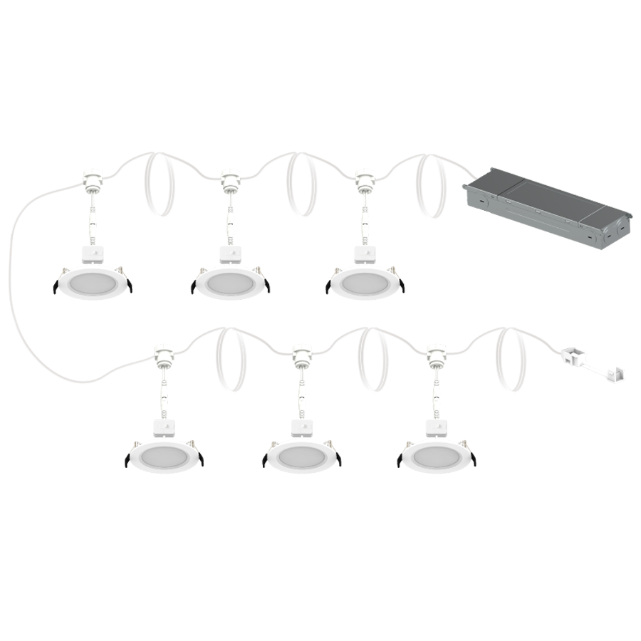 RAB Lighting Daisy Chain 4 In. Wafer Kit Baffle, 54W, CRI90, CCT Selectable, 0-10V Dimming, 6-Pack, DAISYKIT4B