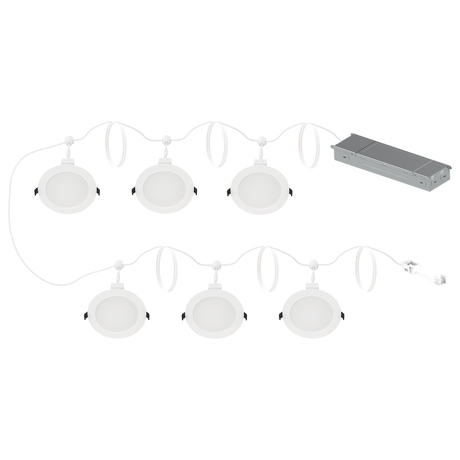 RAB Lighting Daisy Chain 6 In. Wafer Kit, 74W, CRI90, CCT Selectable, TRIAC Dimming, 6-Pack, DAISYKIT6120V