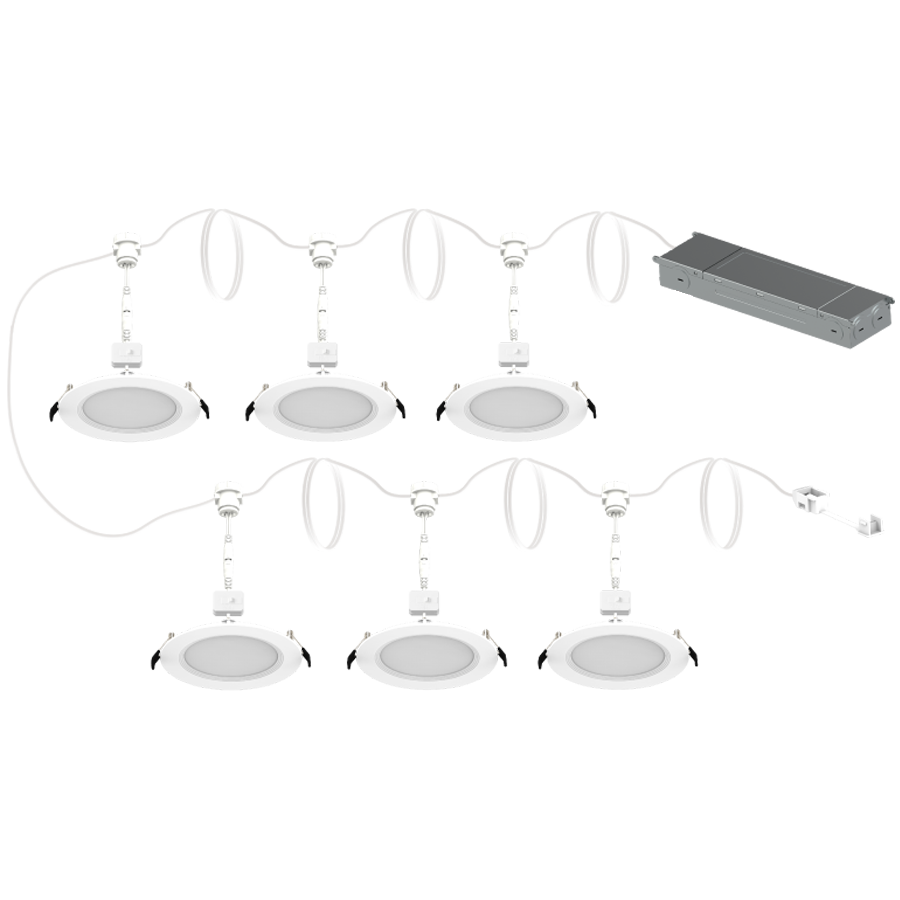 RAB Lighting Daisy Chain 6 In. Wafer Kit Baffle, 72W, CRI90, CCT Selectable, 0-10V Dimming, 6-Pack, DAISYKIT6B