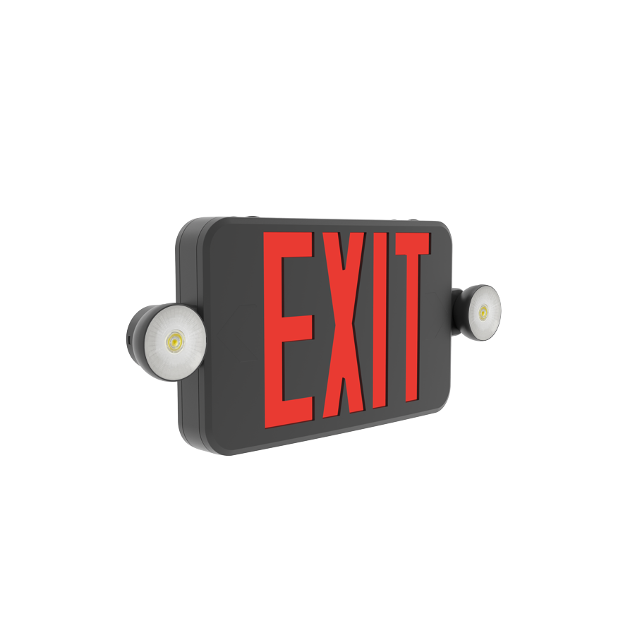RAB Lighting ECOMBO34 Exit/Emergency Combo, 2-Head, Red/Green Letters, Black Housing, ECOMBO34-RG-B