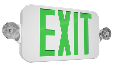 RAB Lighting ECOMBO34 LED Exit Emergency Combo, Red + Green Letters, 120/277V, ECOMBO34-RG
