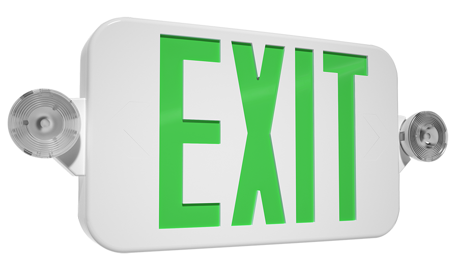 RAB Lighting ECOMBO34 Ultra Economy Exit/Emergency Combo, 2-Head, Green Letters, ECOMBO34-G