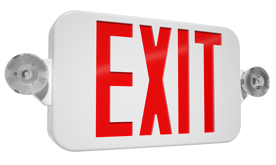 RAB Lighting ECOMBO34 Exit/Emergency Combo, 2-Head, Red Letters, White Housing, Remote Capacity, ECOMBO34-R